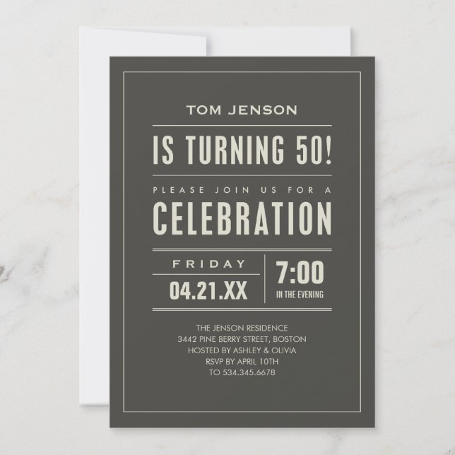 Big Type 50th Birthday Invitations (Front)