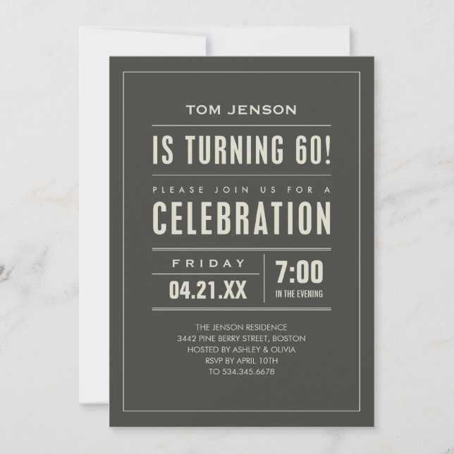 Big Type 60th Birthday Invitations (Front)