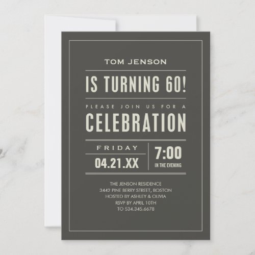 Big Type 60th Birthday Invitations