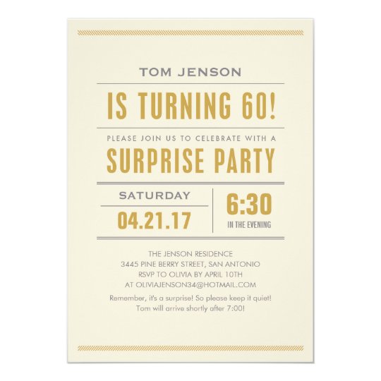 big type 60th birthday surprise party invitations zazzle com