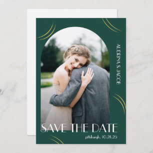 Big Typography Emerald Green Photo Wedding Save The Date