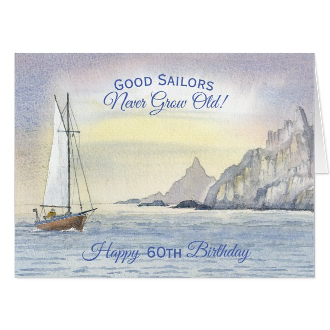 Big Uncle 60th Birthday Fun Sailing Ocean Sea Card (Front Horizontal)