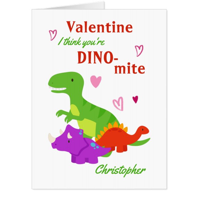 Big Valentine's Day Dino-mite Dinosaur Card (Front)