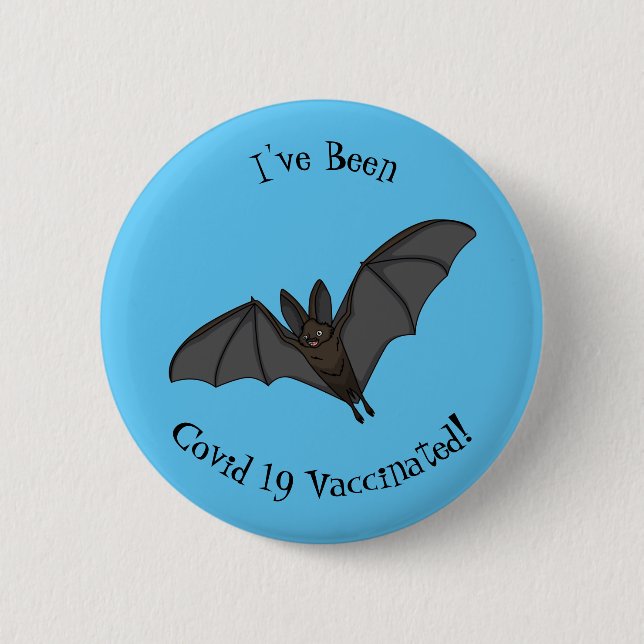 Big vampire bat cartoon illustration button (Front)