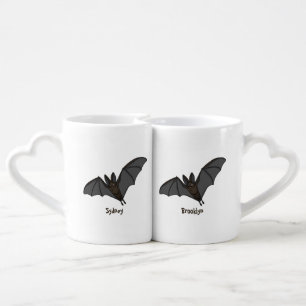Big vampire bat cartoon illustration coffee mug set