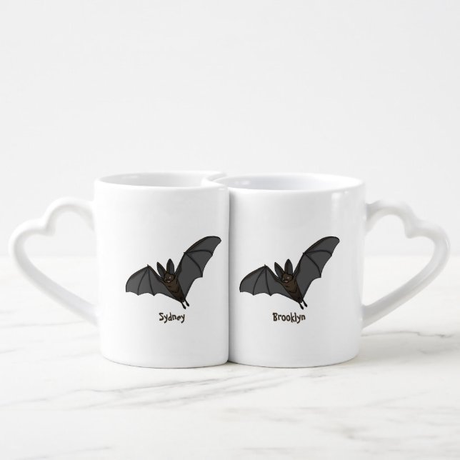 Big vampire bat cartoon illustration coffee mug set (Back Nesting)