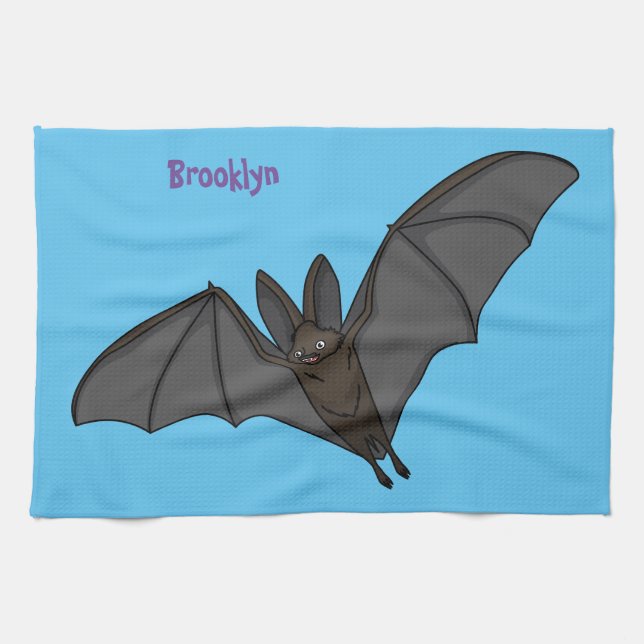 Big vampire bat cartoon illustration kitchen towel (Horizontal)