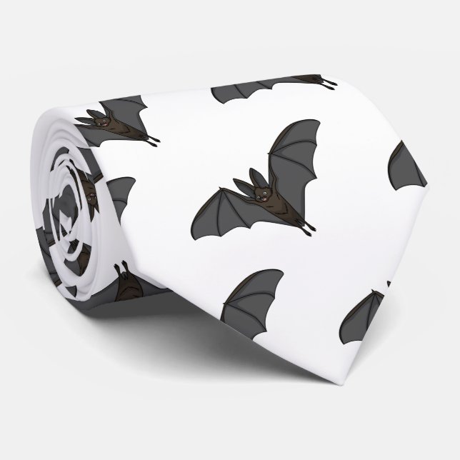 Big vampire bat cartoon illustration neck tie (Rolled)