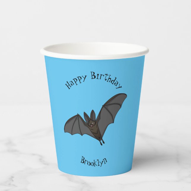 Big vampire bat cartoon illustration paper cups (Front)