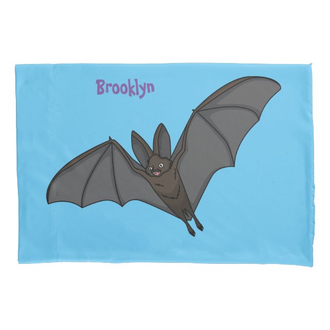 Big vampire bat cartoon illustration pillow case (Front)