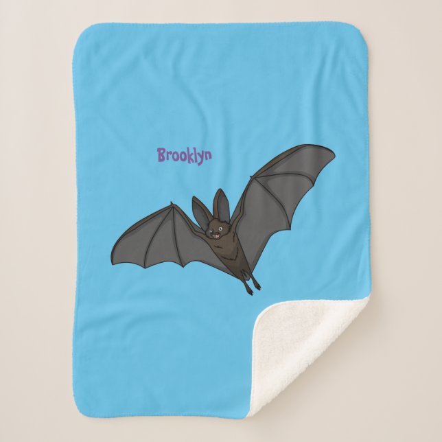 Big vampire bat cartoon illustration  sherpa blanket (Front)