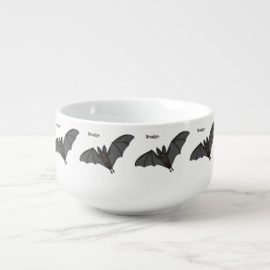 Big vampire bat cartoon illustration soup mug