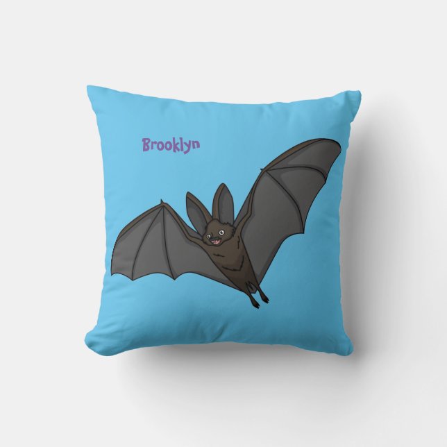 Big vampire bat cartoon illustration  throw pillow (Front)