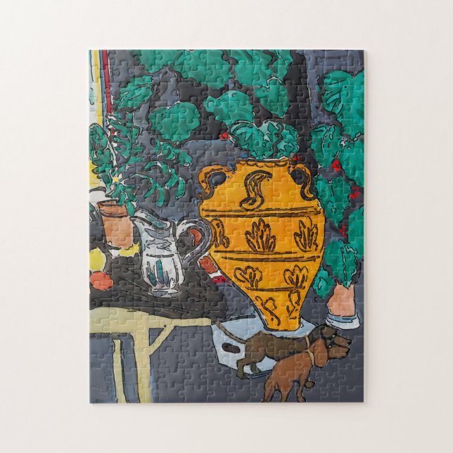 Big Vase of Flowers Two Dachshunds Jigsaw Puzzle (Vertical)