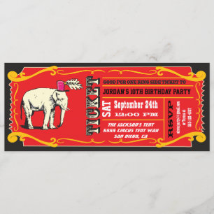 BIG Vintage Circus Ticket Birthday Party Invitation