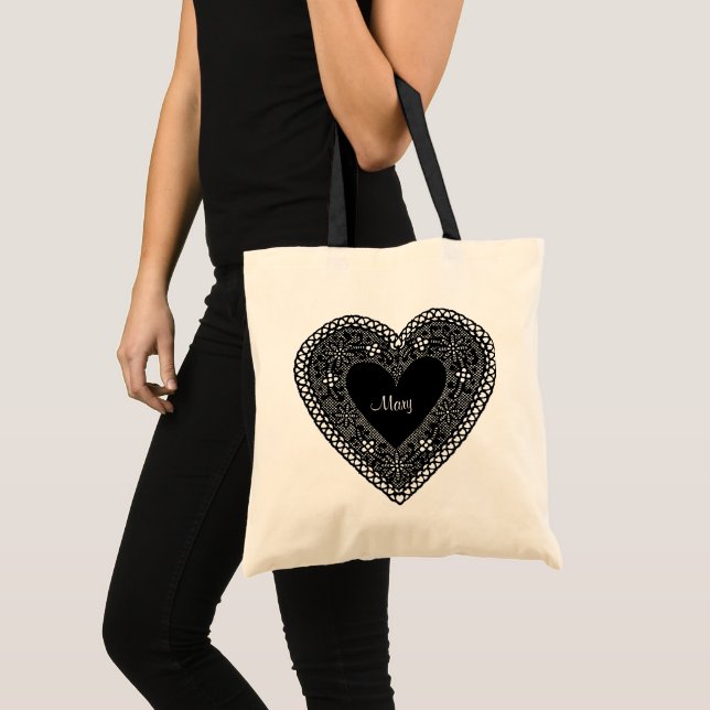 Big Vintage Lace Heart Tote Bag (Front (Product))