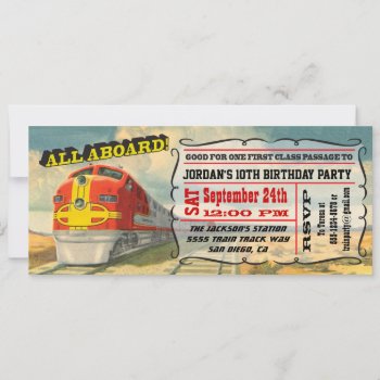 Big Vintage Train Ticket Birthday Party Invitation by McBooboo at Zazzle
