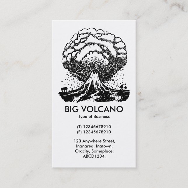 Big Volcano - White Business Card (Front)