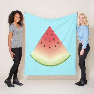 Big Watermelon Slice Illustration On Blue Fleece Blanket