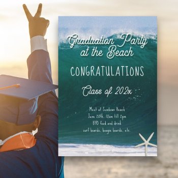 Big Wave Beach Graduation Party Class Invitation by millhill at Zazzle