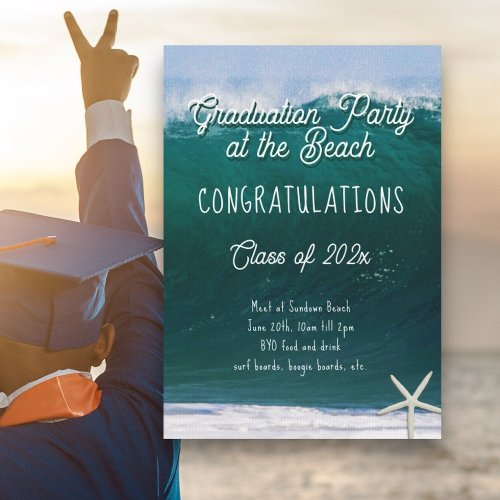 Big Wave Beach Graduation Party Class Invitation