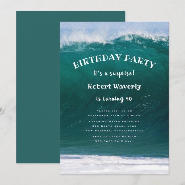Big Wave Guys Surprise Birthday Party Invitation (Front/Back)