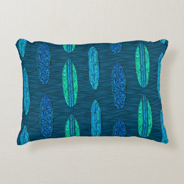 Big Wave Hawaiian Surfboards Decorative Pillow (Front)