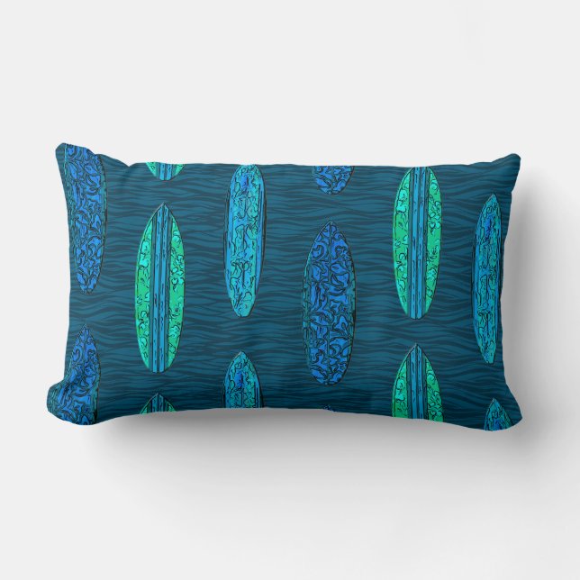 Big Wave Hawaiian Surfboards Lumbar Pillow (Front)