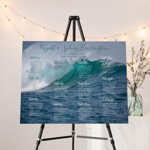 Big Wave Ocean Themed Wedding Seating Chart Foam Board