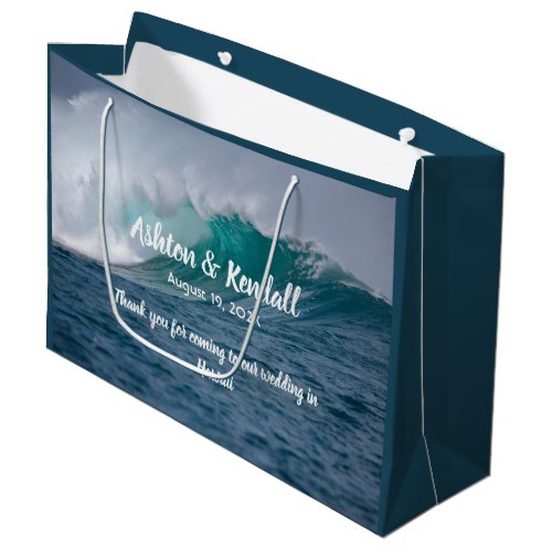 Big Wave Ocean Wedding Thank You Welcome Large Gift Bag