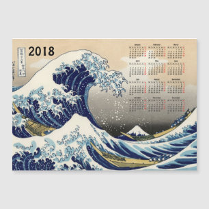 Big Wave off Kanagawa 2018 calendar magnetic card