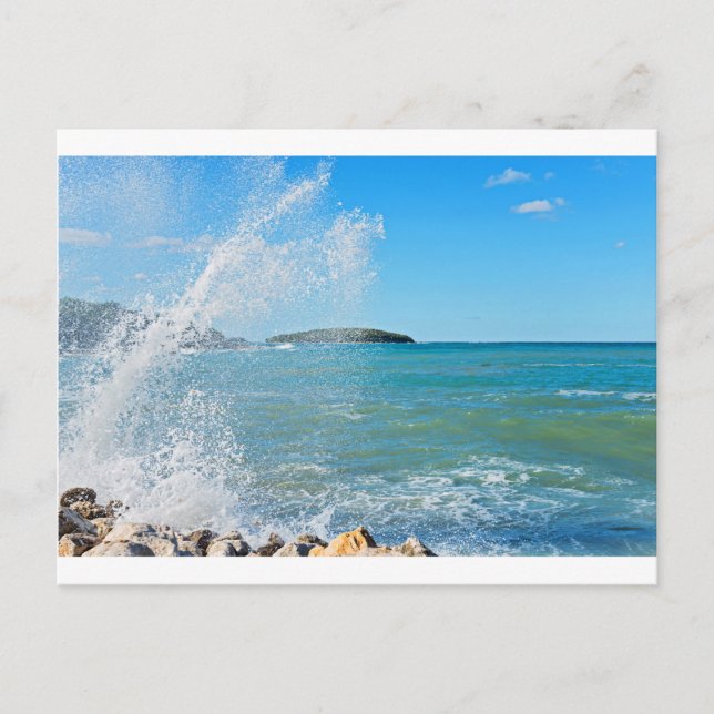 Big wave on the blue sea postcard (Front)