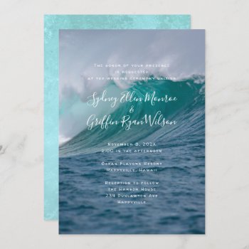 Big Wave Seacoast Wedding Invitation Template by sandpiperWedding at Zazzle