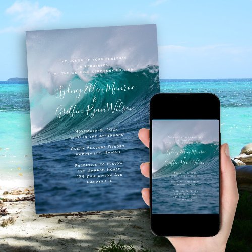 Big Wave Seacoast Wedding Invitation Template