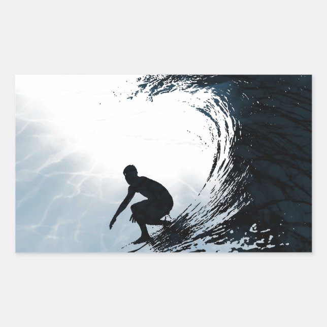 Big Wave Surfer Rectangular Sticker (Front)