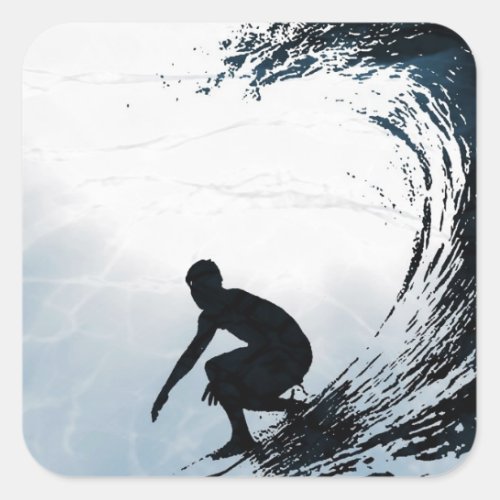 Big Wave Surfer Square Sticker