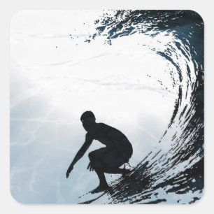 Big Wave Surfer Square Sticker