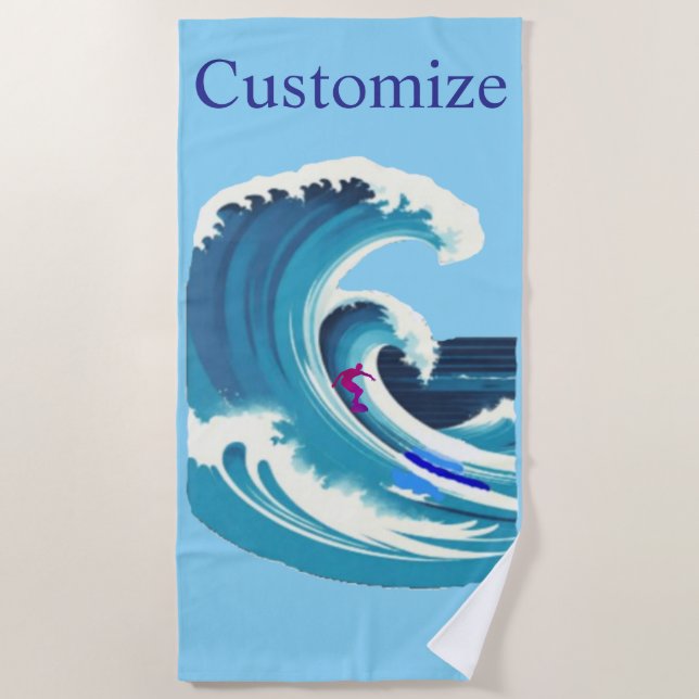 Big Wave Surfer Thunder_Cove Beach Towel (Front)