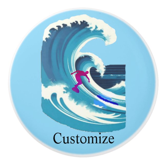 Big Wave Surfer Thunder_Cove Ceramic Knob (Front)