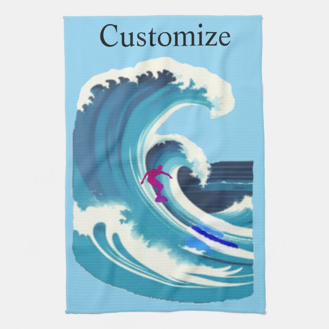 Big Wave Surfer Thunder_Cove Kitchen Towel (Vertical)