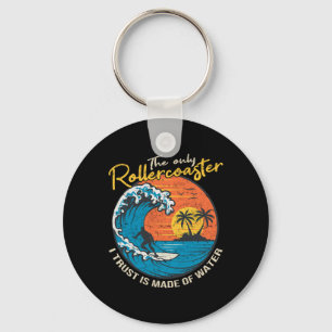 Big Wave Surfing Graphic Ocean Design For Surfer M Keychain