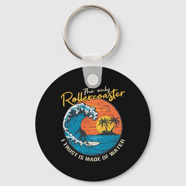 Big Wave Surfing Graphic Ocean Design For Surfer M Keychain (Front)