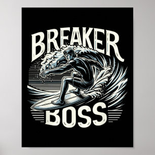 Big Wave Surfing Surfer Beach Wave Breaker Boss Su Poster