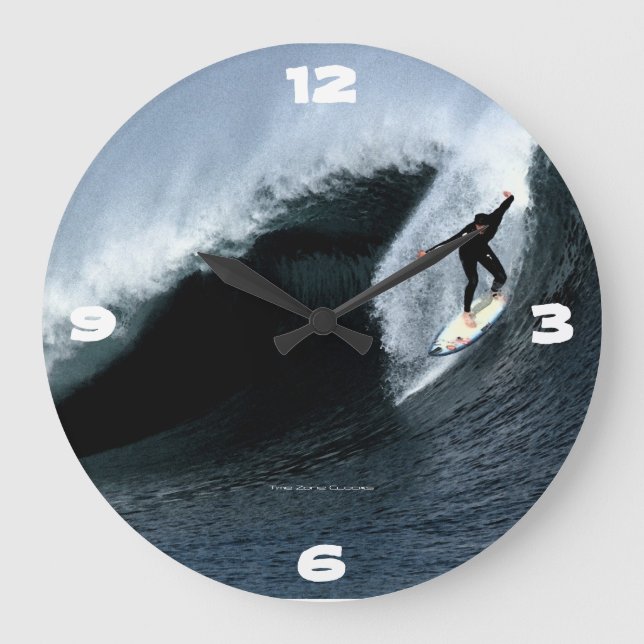 Big Waves Surfer Large Wall Clock (Front)