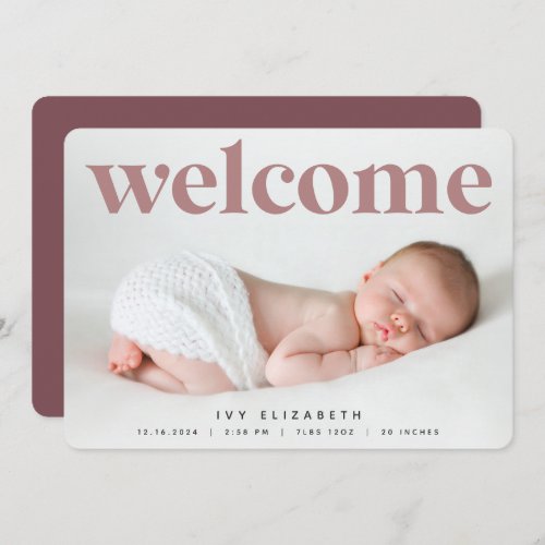 Big Welcome  Photo Birth Announcement