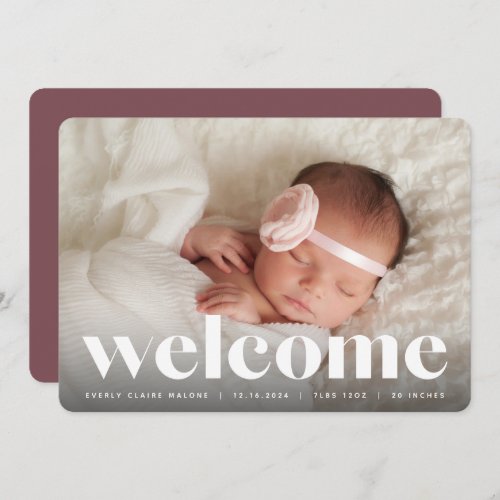 Big Welcome  Photo Birth Announcement