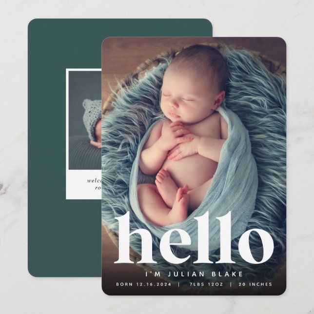 Big Welcome | Photo Birth Announcement (Front/Back)