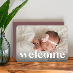 Big Welcome Photo Birth Announcement