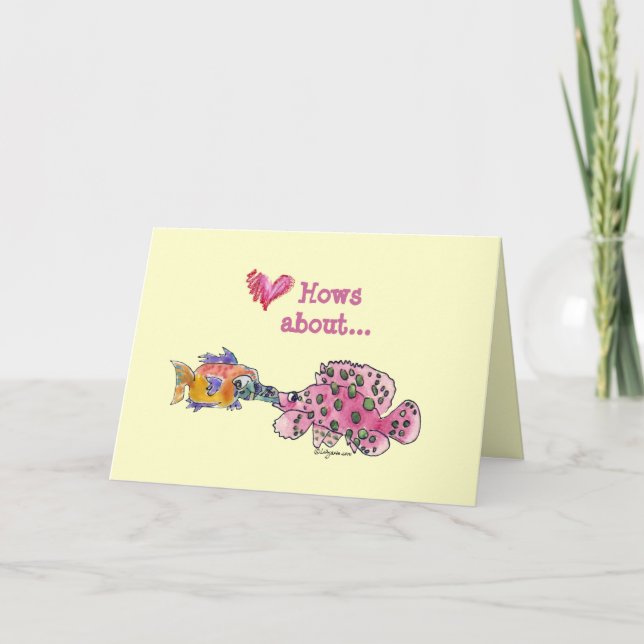 Big Wet Kiss Cartoon Fish Holiday Card (Front)