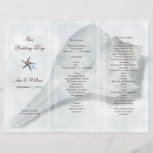 Big Whelk Shell Tri-Fold Wedding Program